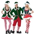 thumbnail image 2 of Disfraz de Papá Noel navideño de lujo para adultos, elfo navideño verde, disfraz de pareja para carnaval, fiesta de disfraces, 2 of 4