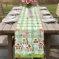 thumbnail image 4 of Groundhog Day Table Runner - 120 Inch Long Colorful Ribbon Green Plaid Spring Cotton and Linen Blended Dress Scarves Farmhouse Table Runner for Kitchen Dining, Coffee Table, 13" x 120", 4 of 8