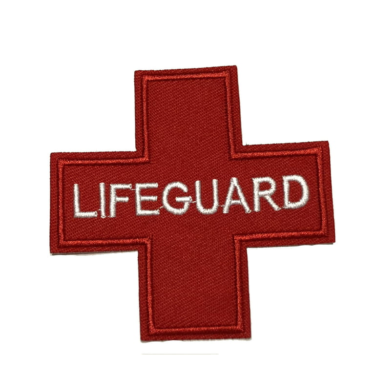 Lifeguard Cross Embroidered Patch Iron/Sew-On Applique Biker