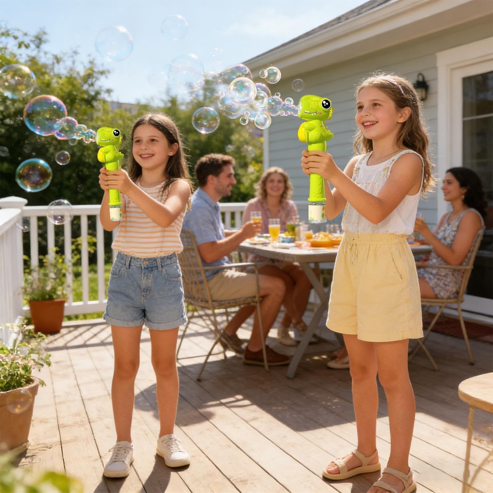Dinosaur Bubble Wand with LED Light & Sound, 11.6” Automatic Bubble Blower , Portable Dinosaur Bubble Machine , Outdoor Summer Party Favors & Birthday Gifts