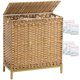 thumbnail image 1 of Cesto de lavandería con tapa, 132 L, (35 galones), cesta de ropa con tapa, cesta de lavandería de ratán tejida a mano con pies elevados de metal, cestas de lavandería con 3 bolsas extraíbles, 1 of 7