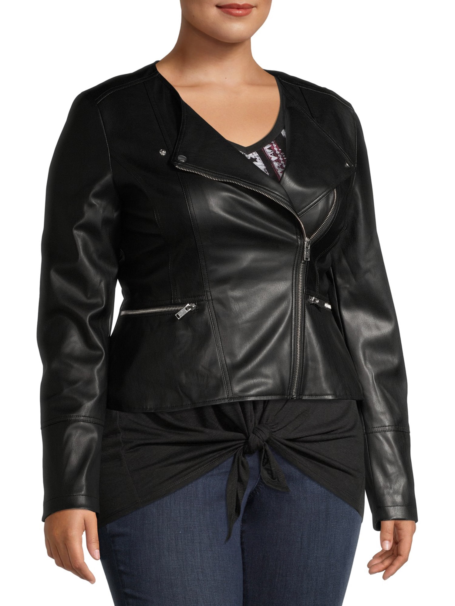 plus size peplum leather jacket