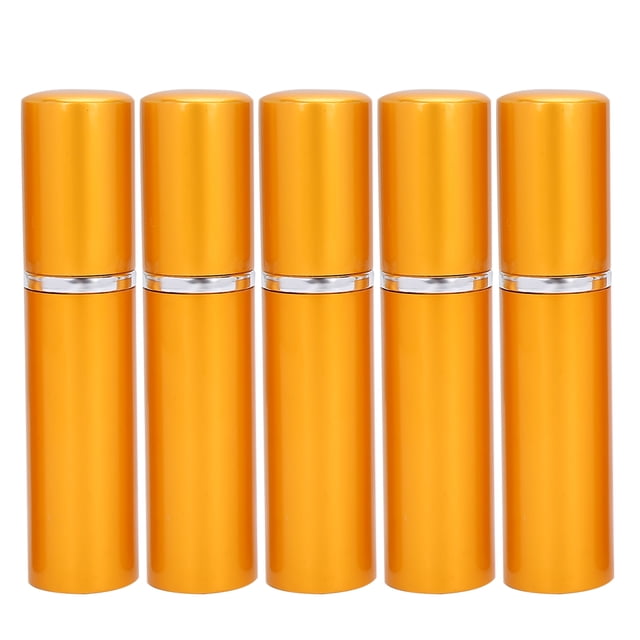 Aluminum Refillable Perfume Spray Bottle Portable Empty Perfume Atomizer 5ml x 5pcsGold