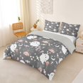 thumbnail image 2 of Homewish Neutral Cute Halloween Ghost Bedding,Spider Web Heart Candy Print Duvet Cover Full,Light Gray,Light Gray Reversible,3 Pieces,1 Duvet Cover and 2 Pillowcases, 2 of 6