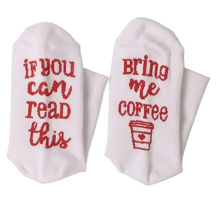 

CHOMOEN Unisex Funny Saying Crew Socks If You Can Read This Bring Me Coffee Wine Hosiery