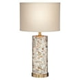 thumbnail image 2 of 360 Lighting Margaret Coastal Accent Table Lamp 23" High Mother of Pearl Tile Cylinder Cream Linen Drum Shade for Bedroom Living Room Bedside Office, 2 of 6