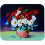 Yeuss Still Life Art Mouse Pad Rectangular Non-Slip Mousepad, Bouquet of Spring Flowers Still Life Oil Painting Gaming