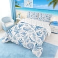 thumbnail image 3 of Manfei Blue Watercolor Seashell Fish Queen Comforter Set for Kids Boys and Girls, Marine Plant Print Bedding Comforter Set, Reversible 3pcs, 1 Comforter and 2 Pillowcases, 3 of 6