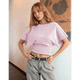 thumbnail image 4 of Camisetas para Mujer, Cuello Redondo, Cintura Ajustada, Informal, Corta, para Entrenamiento, Color Liso, Básicas, Rosa, Talla 5XL, 4 of 5