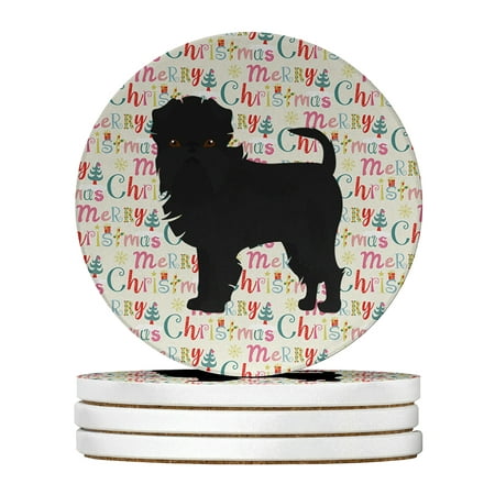 

Affenpinscher #2 Merry Christmas Large Sandstone Coasters Pack of 4 4 in x 4 in