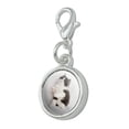 thumbnail image 2 of Persian Kitten Cat Black White Antiqued Bracelet Pendant Zipper Pull Charm with Lobster Clasp, 2 of 5