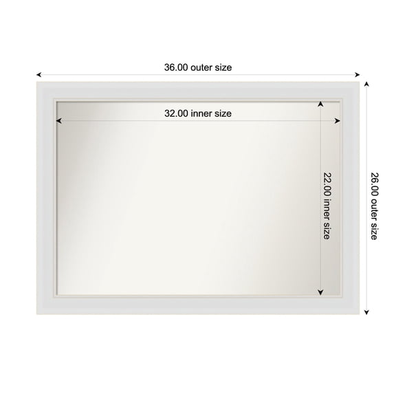 Amanti Art Custom Framed Wall and Bathroom Mirror (26 x 36 in.), Flair Soft White Frame