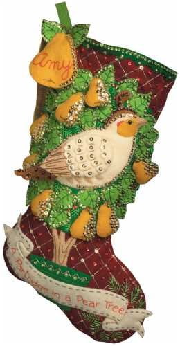 Partridge In A Pear Tree Bucilla 18 Long Stocking Felt Applique Kit