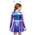thumbnail image 5 of iiniim Girls Halloween Alien Long Sleeves Zip Up A-line Dress with Belt and Hair Hoop Shiny Metallic Outer Space Blue 12, 5 of 7