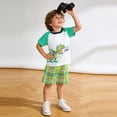 thumbnail image 5 of UngA Toddler Boys Summer Clothes 2T 3T 4T 5T Kids Short Sleeve T-shirt Elastic Shorts Set Cartoon Print 2Pcs Toddler Outfits for Boys (Green,6-7 Years), 5 of 7