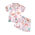 thumbnail image 2 of BOOMNY Baby Girls 2 Peice Pajamas Sets Graphic Short Sleeve Buttons Sleepwear Tops Shorts Pjs Set for Kids Cozy Loungewear Homewear, 2 of 9
