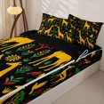 thumbnail image 3 of jejeloiu Safari Giraffe Zipper Twin Comforter Sets with Fitted Sheet and 2 Pillowcases For Men Women,Ethnic Pattern Zipper Bedding Set,Black Yellow,Black Reversible,4 Pieces, 3 of 7