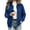 Blue-02, variant on Women's Ribbed Knit Jacket Stand Collar Zip Up Long Sleeve Casual Cardigan Coat for Fall Winter Wear