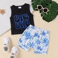 thumbnail image 3 of Okbabeha Toddler Baby Boy Shorts Set Big Brother Sleeveless Tank Top Drawstring Beach Shorts Infant Boy Hawaii Clothes, 3 of 8