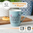 thumbnail image 4 of Christian Art Gifts Inspirational Microwave/Dishwasher Safe Ceramic Coffee & Tea Scripture Mug for Women: All Things Through Christ Encouraging Bible Verse, Cute Butterflies, Light Blue/White, 12 oz., 4 of 6