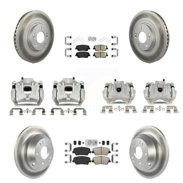 Transit Auto Front Rear Disc Brake Caliper Coated Rotors and Ceramic Pads Kit (10Pc) for Car 2014-2015 Kia Sorento Limited with 3.3L with Red Painted Calipers KCG-102171N