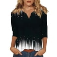 thumbnail image 2 of Summer Tops for Women Women's Stand Collar 3/4 Sleeve Printed Top T-shirt, 2 of 6