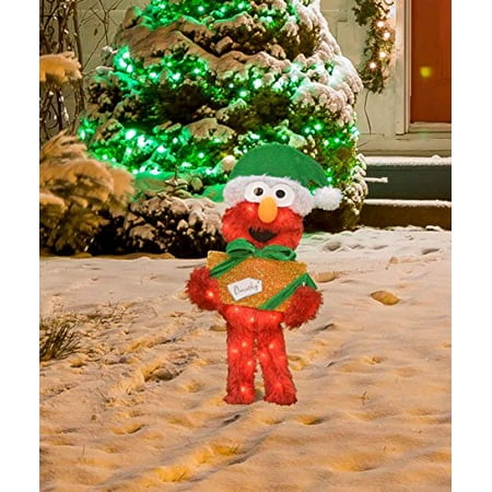 Productworks 24 Inch Pre Lit Sesame Street Elmo With Present