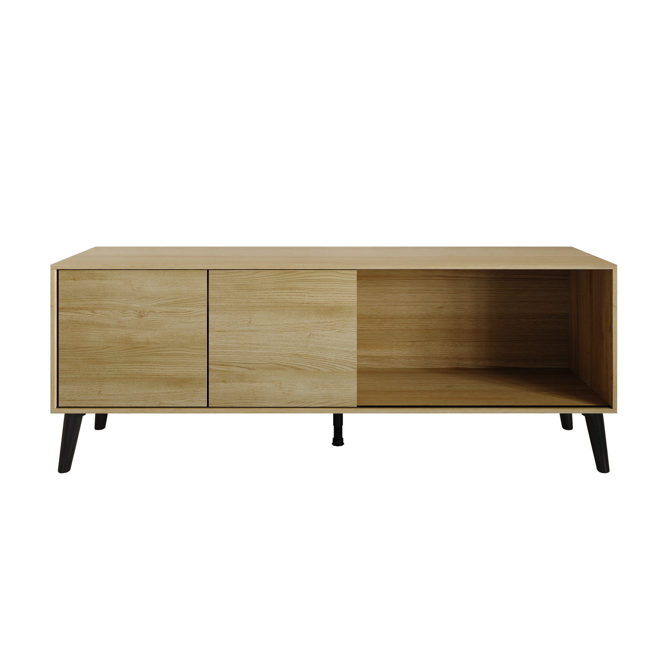 Castle Place Comtemporary TV Stand Console for TVs up to 65", Light Oak