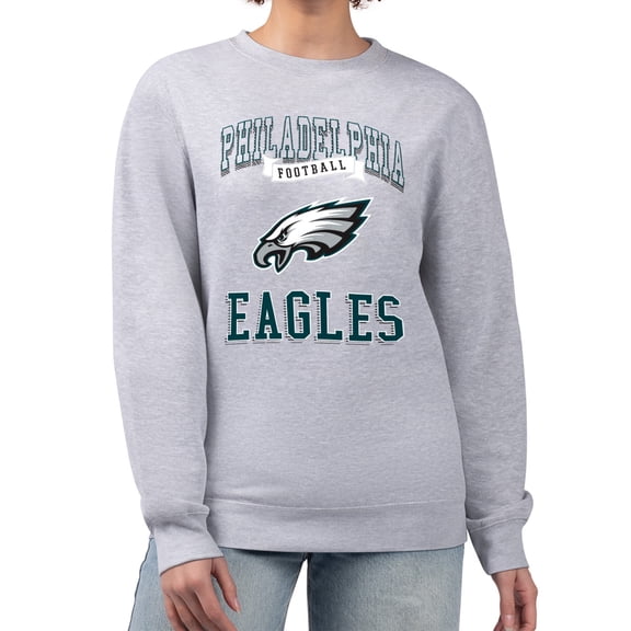 Women's G-III 4Her by Carl Banks Heather Gray Philadelphia Eagles Team Logo Graphic Tri-Blend Pullover Sweatshirt