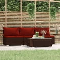 thumbnail image 1 of vidaXL 4 Piece Garden Lounge Set with Cushions Brown Poly Rattan, 1 of 5