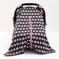 thumbnail image 1 of Girls Seat Sunshade Black Bottom Pink Bow Cartoon Elephant Stroller Cover, 1 of 4