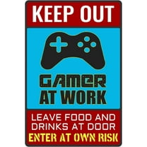 Vintage Metal Tin，Keep Out Gamer at Work Sign - Cool Gaming Poster for Game Room Decor and Boys Room Setup - Teens Cool Gamer Stuff 12" * 8" (159)，tin sign