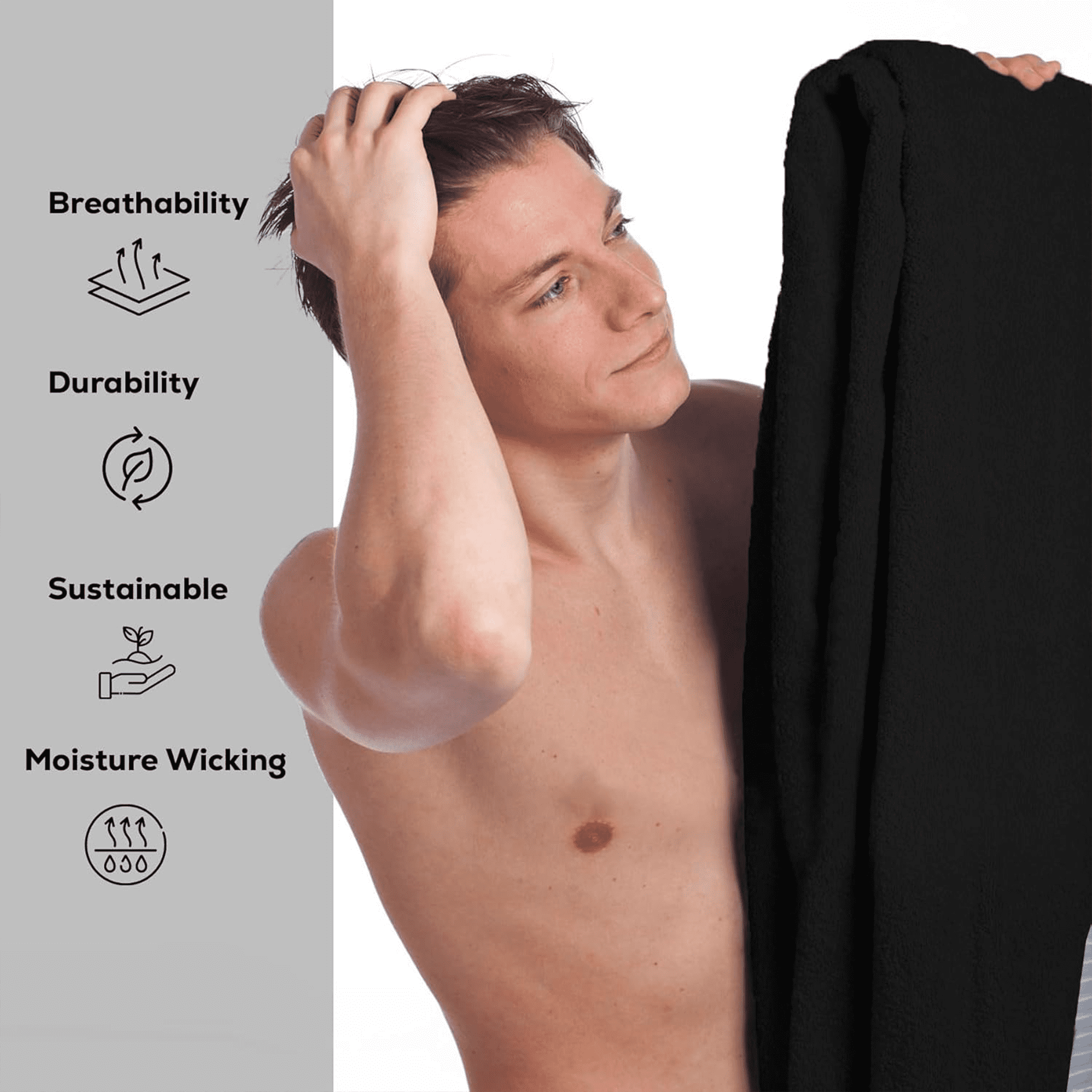 GOLD TEXTILES Premium Bath Towels 24x50 - Black Pack of 6 | Soft, Absorbent, 100% Cotton Towels for Home & Spa