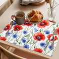 thumbnail image 3 of Red Poppy Floral Placemats Set of 6 Summer Wildflowers Blue Garden Place Mats Indoor Wipeable Table Mats Washable Cloth Dining Table Placemats for Kitchen Holiday Party Home Decor 13x19 Inch, 3 of 9