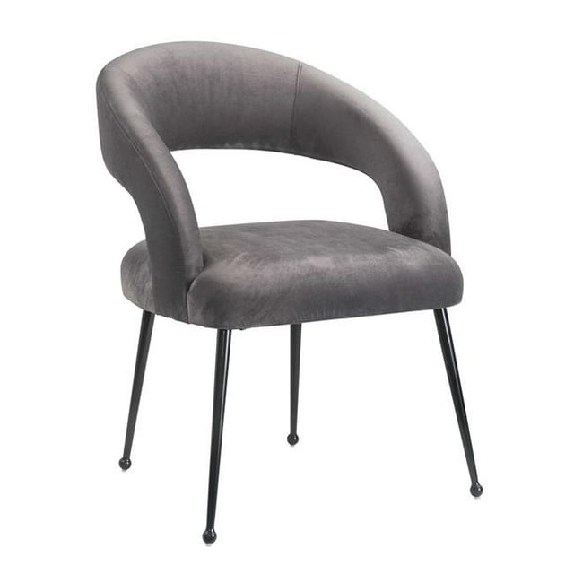 TOV Furniture Chaise de Salle à Manger en Velours Moderne Rocco 19" Gris/noir