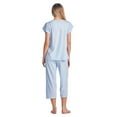thumbnail image 3 of Casual Nights Women's Short Sleeve Embroidered Floral Capri Pajama Set, 3 of 5