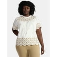 thumbnail image 2 of Time and Tru Women's Cotton Eyelet Top with Short Sleeves, Sizes XS-XXXL, 2 of 6