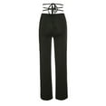thumbnail image 5 of KOMOO Women Long Pants High Waist Hallow Out Bandage Trousers Slim Stretchy Straight Leg Pants, 5 of 9