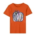 thumbnail image 4 of Camisa de calabaza para mujer, camisetas gráficas de leopardo a cuadros para mujer, divertida y bonita camisa de manga corta para otoño, camisetas de regalo de Acción de Gracias Pompotops  hfajkhk123909, 4 of 9