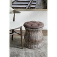 thumbnail image 3 of DecMode Wood Storage Stool with Tufted Seat, Brown, 3 of 10