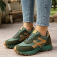 thumbnail image 6 of Knivor Lace Up Retro Fashion Sneakers for Women Color Block Low Top Casual Sneakers Non Slip Platform Sole Lightweight Flat Everyday Casual Shoes, 6 of 9