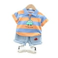 thumbnail image 1 of Sonducket estilo informal para niños, patrón de rayas, cuello vuelto, camisa, pantalón, conjunto de fiesta, niños, niñas, Tops, conjuntos de ropa Naranja 80cm, 1 of 6