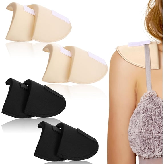 4 Pairs Set-in Shoulder Pads Thickening Breathable Sponge Pads for Women Men High Low Shoulders Blazer Suit No-Sewing Required Anti-Slip Detachable Reusable Sewing Supplie
