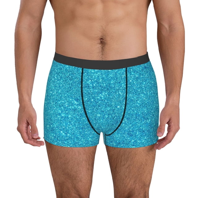 Balery Blue Glitter Calzoncillos bóxer para hombre, ropa interior de algodón suave y transpirable con cinturilla de nailon-Medium
