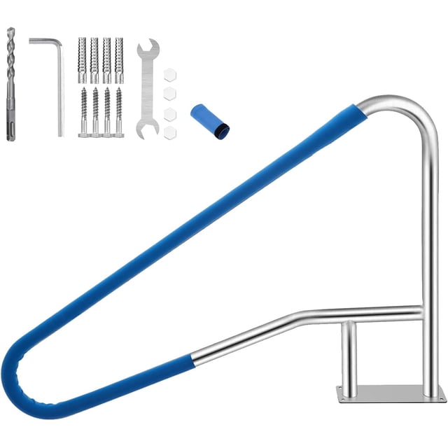 YUSAZENS 304 Stainless Steel Pool Handrail, Detachable Design Pool Grab Rail for Inground Pool Spa Ladder Stair 54x36in