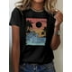 thumbnail image 1 of Women's Vibrant Waves Graphic Tee - Casual Gray Crew Neck Short Sleeve Top with Colorful Sunset Design, Machine Washable - Ideal for Spring & Summer, 1 of 6