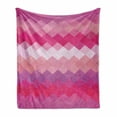 thumbnail image 1 of Hot Pink Soft Flannel Fleece Blanket, Classical Simple Modern Design with Vibrant Colored Diamond Line Pattern, Cozy Plush for Indoor and Outdoor Use, 50" x 70", Pink Peach Fuchsia, by Ambesonne, 1 of 6