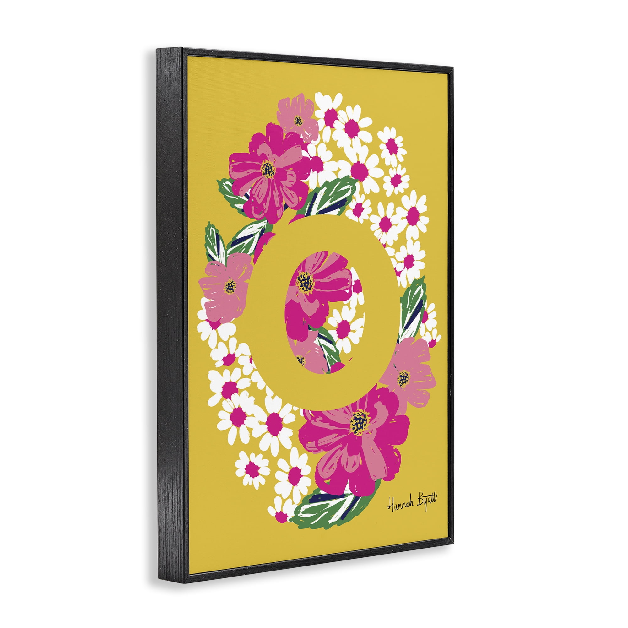 Stupell Industries Floral Bloom Letter O Botanical & Floral Painting Black Framed Art Print Wall Art, 12 x 18