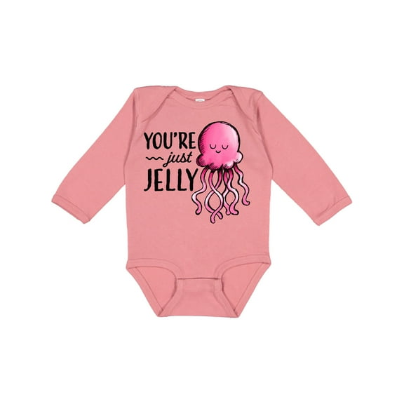 Inktastic You're Just Jelly with Pink Jellyfish Boys or Girls Long Sleeve Baby Bodysuit