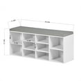 thumbnail image 4 of Homy Casa Shoe Storage Bench with Cushion,10-Cubby Shoe Rack, Adjustable Shelves,Perfect for Entryway, Closet, White, 4 of 5
